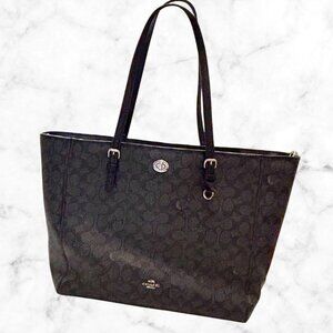 COACH Signature Black Turnlock Tote | Shoulder Bag Carryall